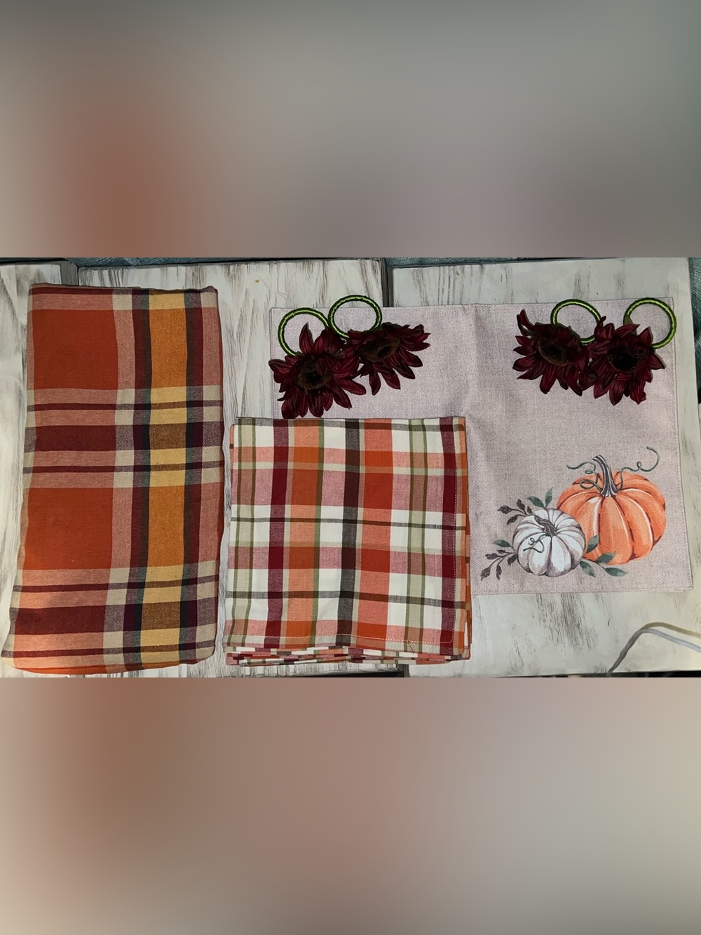Fall Table Decor Bundle Tablecloth Napkins Placemats Napkin Rings Set
